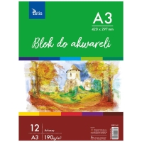 Blok do akwareli A3, 190g/m2, 12ark., Tetis