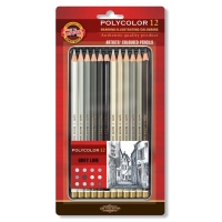 Kredki akwarelowe 12-kol. szarości Mondeluz 3722 op. metalowe, Koh-I-Noor