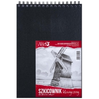 Blok szkicowy spirala na krótkim boku A4 80k. 98g czarny, Koh-I-Noor