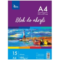 Blok do akryli A4, 190g/m2, 15ark., Tetis